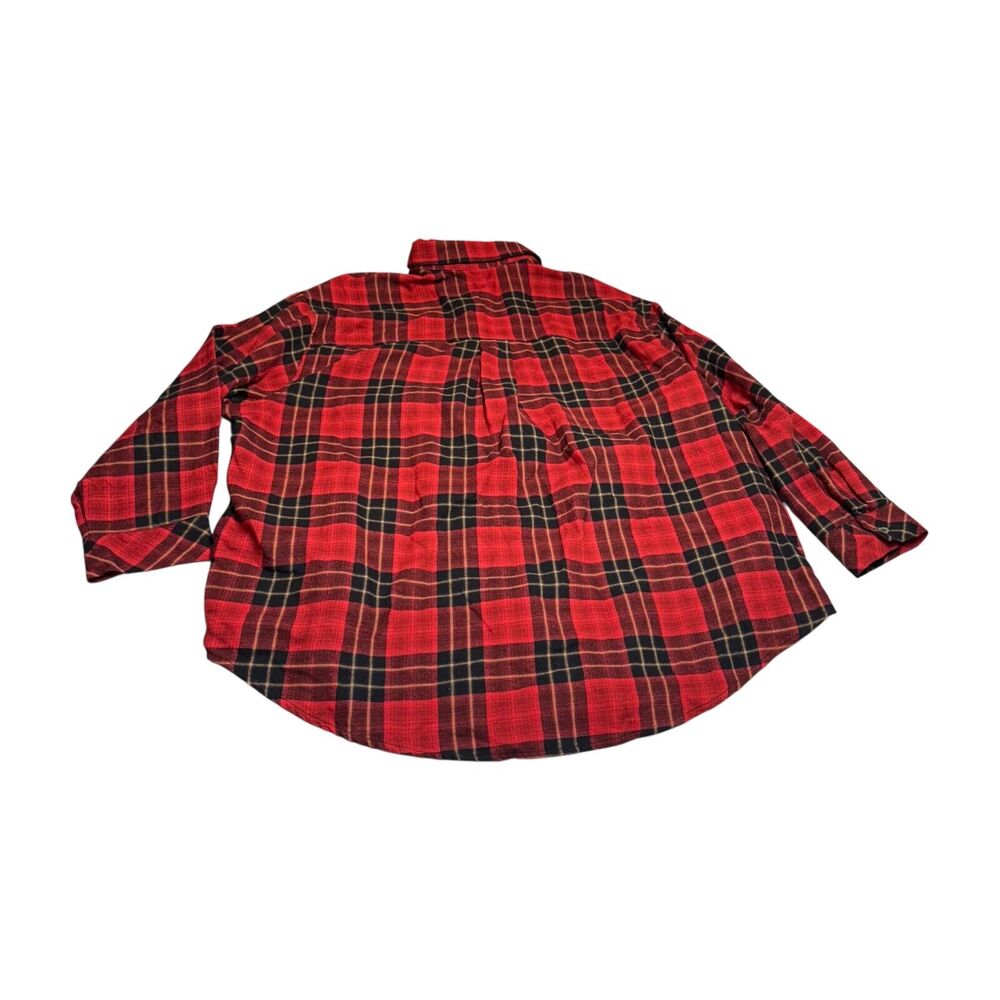 Wild Fable Shacket Women 2XL Red Black Plaid Cotton Pleated Long Sleeve Collared - Picture 3 of 7